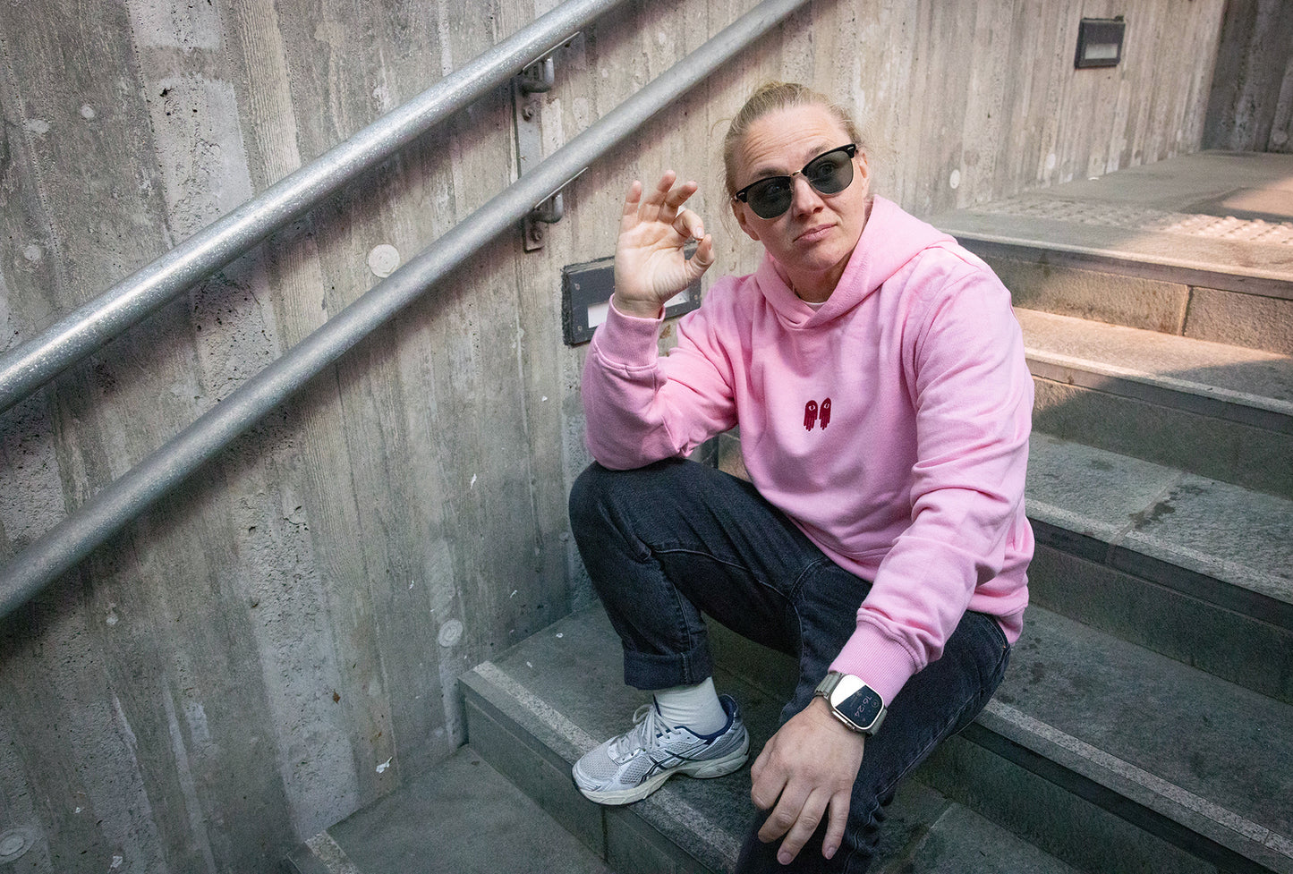 Oppsal hettegenser - rosa/grå