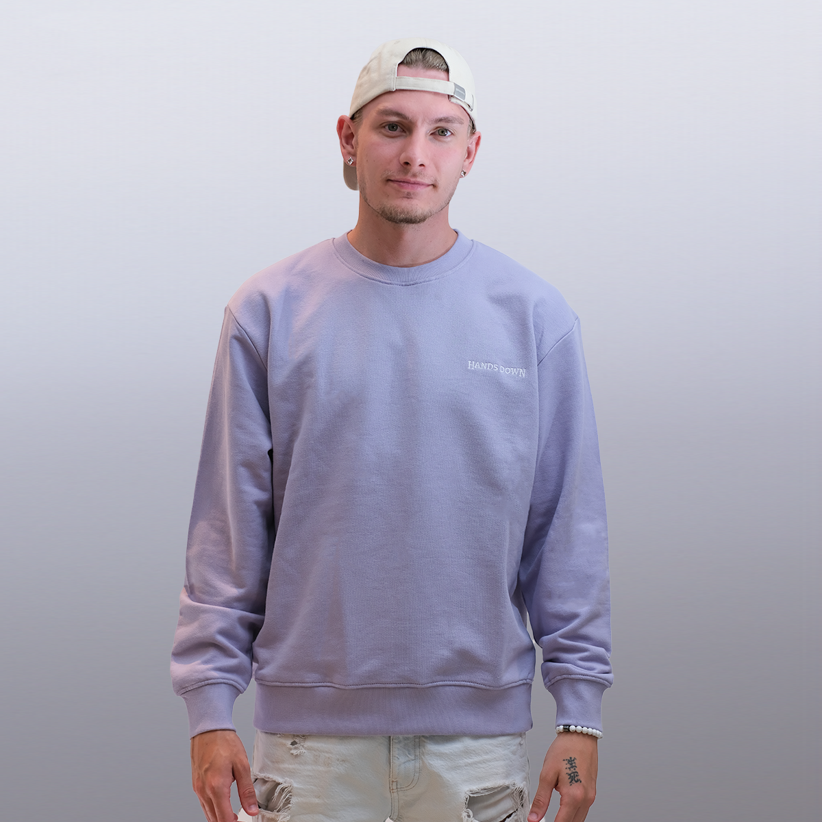 Løren genser – Lavenderlilla/pastellgrønn