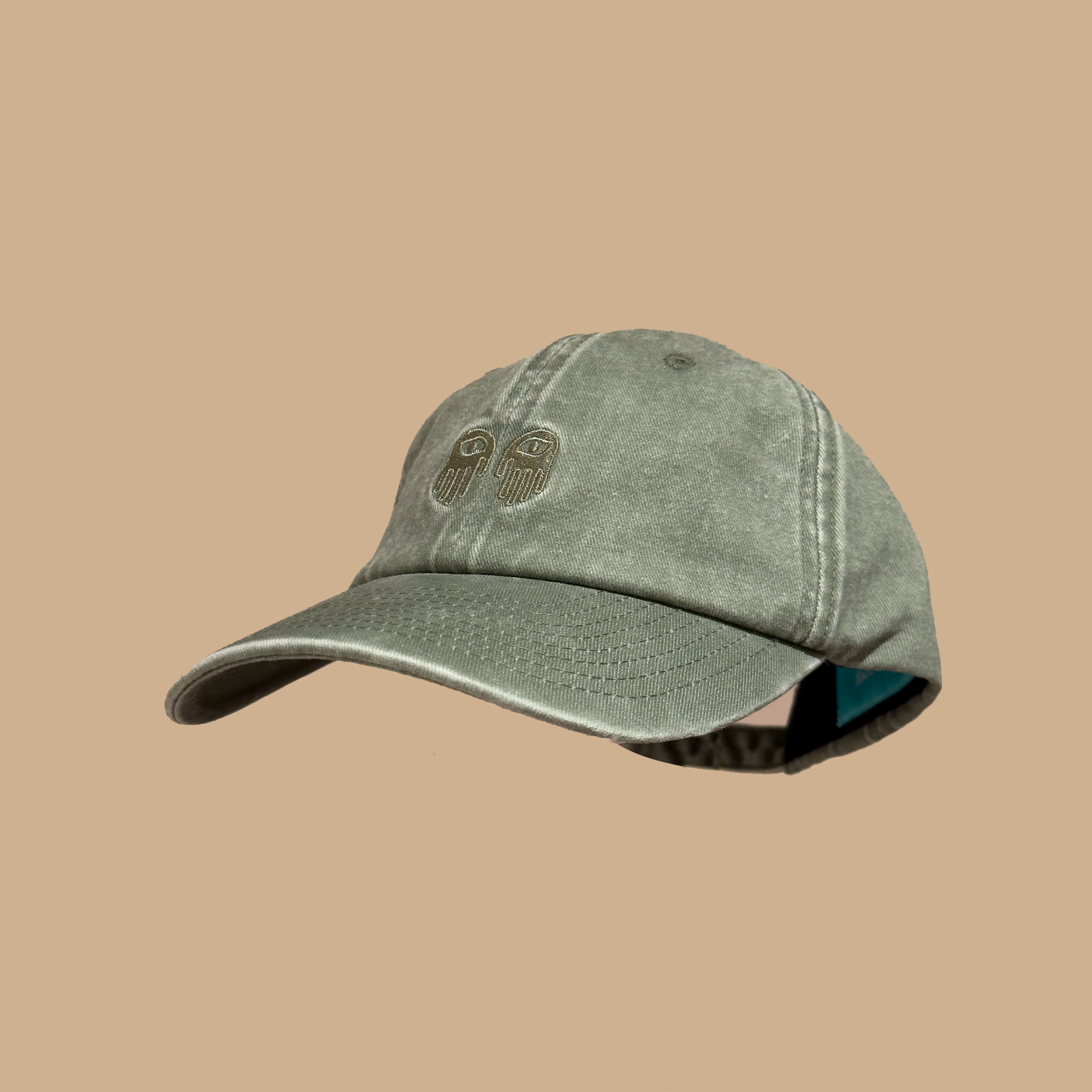 Washed Grønland dadcap - Sort, Blå, Olivengrønn og Burunder rød